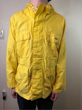 Lacoste izod Men's Bright Yellow Hooded Windbreaker medium
